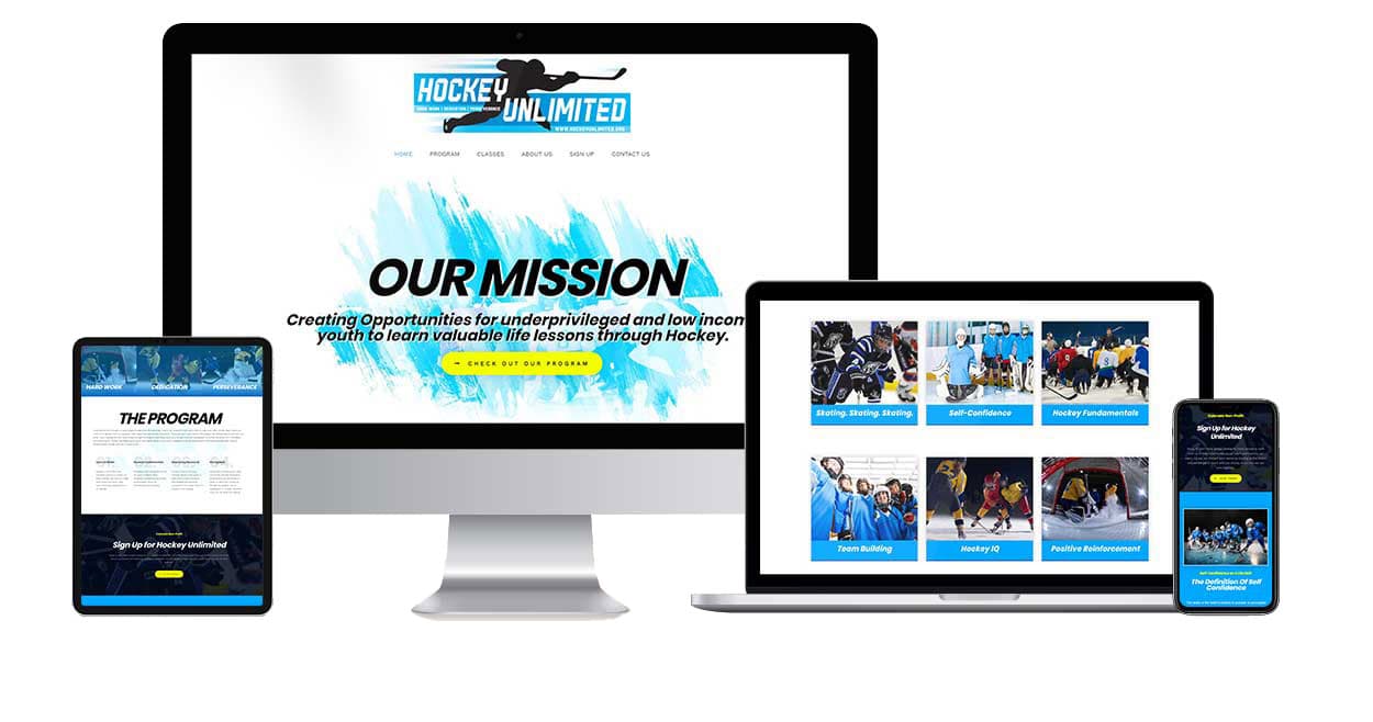 Hockey Unlimited website design by Mass Division